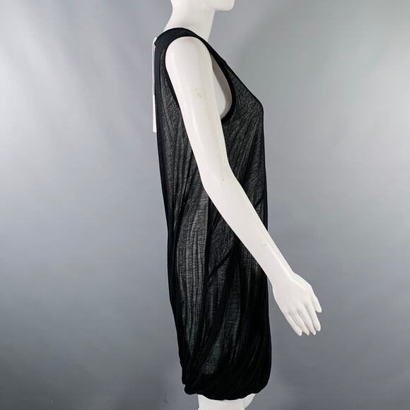 HELMUT LANG Size XS Black White Cotton Layered Bubble Hem Dress - Picture 2 of 7